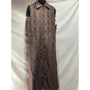 Harve Benard Wool Maxi Vest Womens 12 Brown Long Sleeveless Coat Duster 130$ NWT